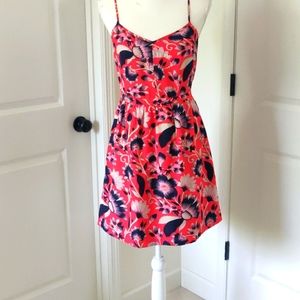 J.Crew Coral Floral Printed Seaside Cami Tank Dress sz 4